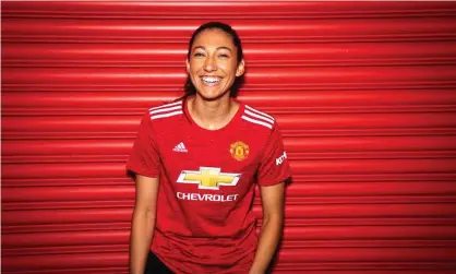  ?? Photograph: Manchester United/Getty Images ?? Christen Press of Manchester United Women poses in the club shirt on Thursday in Manchester.