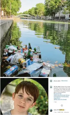  ??  ?? Die Seine und die Kanäle von Paris sind voller Müll. Raphaël holt ihn heraus und zeigt Bilder davon auf Instagram.
