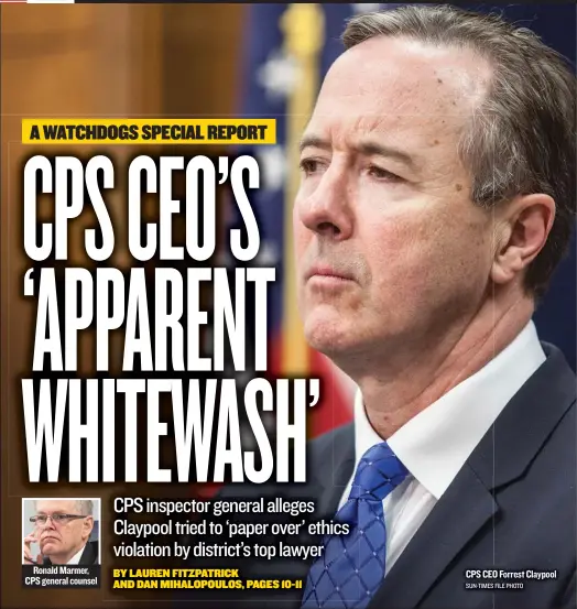  ??  ?? Ronald Marmer, CPS general counsel CPS CEO Forrest Claypool SUN- TIMES FILE PHOTO