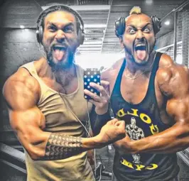  ??  ?? Picture: Brett Boardman, courtesy Belvoir St Theatre. Jason Momoa and his trainer, former WWE pro wrestler Mada Abdelhamid, working out on the Coast on the weekend. Picture: Instagram