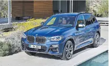  ??  ?? The completely redesigned BMW X3, with an accelerati­on of zero to 100 km/h in just 4.8 seconds, arrives at retailers in November.