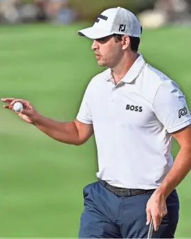  ?? DAVID BECKER/AP ?? Patrick Cantlay reacts after making a birdie on the 15th hole during the final round of the 2022 Shriners Children’s Open golf tournament in Las Vegas.