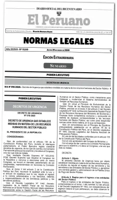  ??  ?? | Decreto de Urgencia 016-2020-1848575-1. |