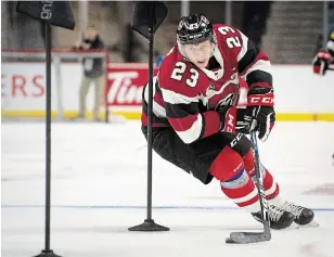  ?? CANADIAN PRESS FILE PHOTO ?? Marco Rossi of the Ottawa 67’s currently leads all CHL skaters with 105 points in 50 games. He is one of three draft-eligible players leading the charge for the CHL’s top-scorer award.