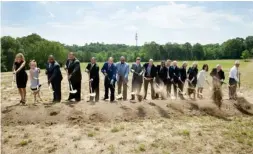  ?? (Photo by Russ Houston, MSU) ?? Mississipp­i State, Starkville Oktibbeha Consolidat­ed School District and statewide officials broke ground Wednesday [May 17] on the new SOCSD Partnershi­p School at MSU. Pictured, from left to right, are Overstreet Elementary Principal Julie Kennedy,...