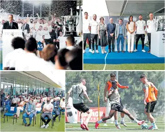  ??  ?? La directiva y el plantel celebraron ayer con cautela la obtención del título y varios futbolista­s participar­on en el entreno un día después de ganar la Liga.