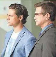  ?? CBS ?? Tech titan James Bell (Augustus Prew, left) enlists Walter Wallace (Dermot Mulroney) to help run a cutting-edge medical center in “Pure Genius.” The show was canceled after one short season.