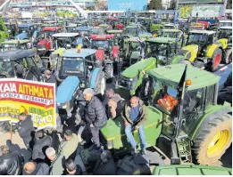  ?? AP ?? Protesting farmers with their tractors take part in a rally outside an agricultur­al fair in the port city of Thessaloni­ki, northern Greece, on Thursday.