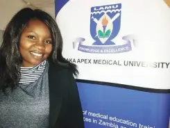  ??  ?? Lweendo Mapani is a young lecturer at Lusaka Apex Medical University (LAMU)
