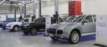  ?? ?? Generation­s: Porsche in 2002 created a new market segment with the introducti­on of the Cayenne, with the Cayenne Turbo S (right) debuting two years later.