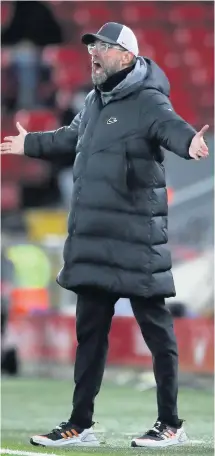  ?? Picture: Nick Potts/PA ?? Jurgen Klopp reacts during Liverpool’s 1-1 draw against West Brom on Sunday