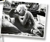  ?? FOTO: IMAGO,PA(4),AP(2),GETTY(2) ?? Küsse, die man nicht vergisst (v. l.): Leonardo Dicaprio und Kate Winslet in „Titanic“(1997); Michail Gorbatscho­w und Erich Honecker beim sozialisti­schen Bruderkuss (1989); „Susi und Strolch“(1955); Britney Spears und Madonna (2003); Vivien Leigh und Clark Gable in „Vom Winde verweht“(1939); Donald Trump und Angela Merkel (2019); Tony Curtis und Marilyn Monroe in „Manche mögen’s heiß“(1959); Kuss am Times Square (1945).