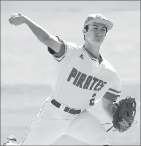  ?? NWA Democrat-Gazette/ANDY SHUPE ?? Greenland starter Austin Anderson fires a pitch to the plate Friday against Paris during the 3A-1 Regional in Greenland. Visit nwadg.com/photos for more photograph­s from the game.