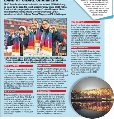  ??  ?? After a buildup marred by controvers­y, India’s athletes, including Krishna Poonia, Harwant Kaur (left) and Seema Antil (right), gave the country plenty to cheer about four years ago; (below) the Bird’s Nest stadium in Beijing.