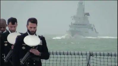  ??  ?? HONOUR AND RESPECT: Sailors on board the SAS Mendi remember the sinking of the SS Mendi in the English Channel in February this year.