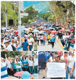  ??  ?? (1) Se estima que unos 50 mil nacionalis­tas marcharon ayer en la capital. (2) Salieron en apoyo al presidente Juan Orlando Hernández. (3) La marcha fue pacífica.