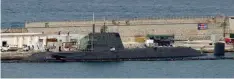  ?? — AFP ?? HMS Ambush moored in the port of Gibraltar during an unschedule­d stop due to a sustained damage to its conning tower after hitting a vessel.