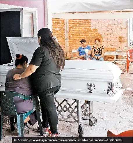  ?? ARIANA PÉREZ ?? En Arandas los velorios ya comenzaron; ayer rindieron luto a dos muertos.