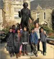  ?? SUBMITTED PHOTO ?? Internatio­nal students in Mrs. Della Valle’s English Language Arts class stand in front of the abolitioni­st and civil rights leader Frederick Douglass Monument at West Chester University’s campus.