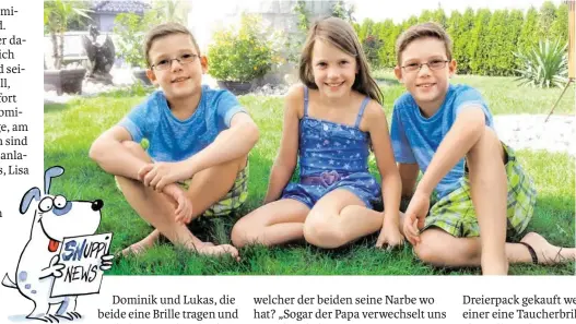  ?? BILD: SN/MACKSN/MACKINGER ?? Dominik, Lisa und Lukas: Im August feiern sie zusammen ihren neunten Geburtstag.