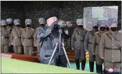  ?? KOREAN CENTRAL NEWS AGENCY — KOREA NEWS SERVICE VIA AP, FILE ?? In this recent file photo provided by the North Korean government, North Korean leader Kim Jong Un, center, inspects the military drill of Korean People’s Army units, with soldiers shown wearing face masks.