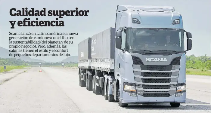  ??  ?? Construcci­ón modular. Gracias a este tipo de fabricació­n, Scania puede ofrecer 19 tipos de cabinas posibles. Esta es la nueva cabina S de techo alto, la opción más grande y lujosa.