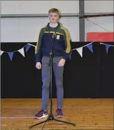  ??  ?? Kilmac’s Conor Power, joint winner of the solo singing competitio­n.