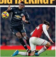  ??  ?? Pain game: Paul Pogba treads on Bellerin — but did he deserve to be sent off?