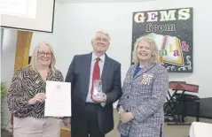  ?? ?? Jo Hughes, Mike Nicholls (forum chairman) and Dame Emma Barnard