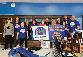  ?? Contribute­d photos ?? Members of the Derby-Shelton Rotary Club spent their Day of Service on Saturday creating a mock training room at Echo Hose Ambulance’s Training Center off Coram Avenue.