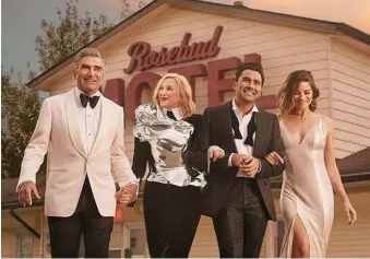  ??  ?? OFTEN OVERLOOKED: ‘Schitt’s Creek,’ starring Eugene Levy, Catherine O’Hara, Dan Levy and Annie Murphy from left, deserves some attention from the Globes.