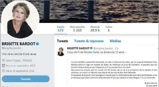  ?? (Capture d’écran du tweet de Brigitte Bardot) ?? Entre le ministre et l’icône de la cause animale, le torchon brûle...