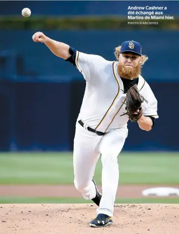  ??  ?? Andrew Cashner a été échangé aux Marlins de Miami hier.