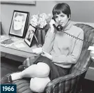  ??  ?? 1966
There were plenty of long distance phone calls when American performer Liza Minnelli was working in London and living in a flat in Chelsea. She made her film debut that year in Charlie Bubbles with Albert Finney.