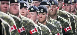  ?? JEFF MCINTOSH / THE CANADIAN PRESS ?? The ranks of the Canadian Forces are set to expand by 3,500 soldiers, although an auditor’s report released Thursday casts doubt on its ability to recruit those numbers.