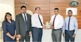  ??  ?? From left: SMLF Marketing Manager Tasneem Siddeeque, SMLF General Manager Ravi Perera, SMLF After Sales Director Grahame Leitch, AMW Commercial Sales, After Sales and Parts Director Naalaka Madugalle and Castrol Key Accounts Manager Oswald Pereira