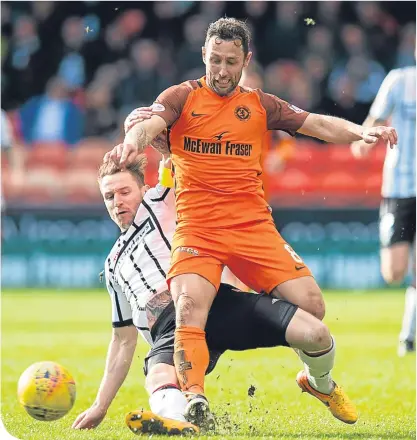  ??  ?? Dundee United’s Scott McDonald in action against Callum Morris