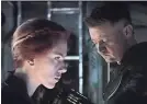  ?? MARVEL STUDIOS ?? Black Widow (Scarlett Johansson) and Hawkeye (Jeremy Renner) in “Endgame.”