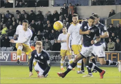  ??  ?? Joey Pelupessy fired Sheffield Wednesday in front at Millwall with his first goal for the Owls. PICTURE: STEVE ELLIS ON TARGET: