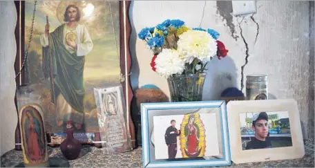  ?? Yuri Cortez AFP/Getty Images ?? A MEMORIAL to Sergio Hernandez, a 15-year-old killed on the U.S.-Mexico border in 2010, at his mother’s home in Juarez, Mexico.