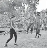  ?? SONU MEHTA/HT PHOTO ?? ■
Students celebrate their Class 12 results at Geeta Bal Bharti Senior Secondary School in Gandhi Nagar on Monday.