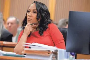  ?? ALEX SLITZ/AP ?? Fulton County District Attorney Fani Willis looks on during a hearing on the Georgia election interferen­ce case March 1 in Atlanta.