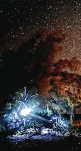  ??  ?? Camping beneath the stars in the Bahamas’ Exuma Islands.