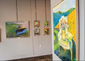  ??  ?? These paintings are part of Little Rock artist Rebecca Thompson’s exhibit “Moments,” which is up through July 18 at Cantrell Gallery.
(Arkansas Democrat-Gazette/Cary Jenkins)