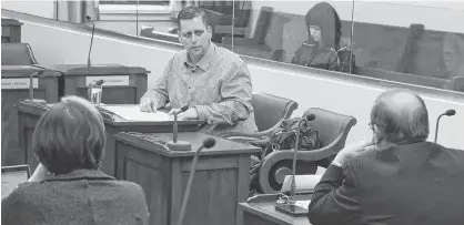  ?? STU NEATBY/THE GUARDIAN ?? Mike MacDonald of the Upper Room Hospitalit­y Ministry speaks before a standing committee meeting on Wednesday. MacDonald said the service serves approximat­ely 3,500 meals per month.