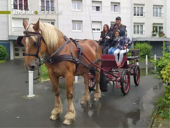  ??  ?? Promenade en attelage par les habitants du quartier de la Fontaine du Bac à Clermont-Ferrand l’été dernier, dans le cadre d’une initiative de découverte du cheval dans la ville, qui sera reconduite en 2021.