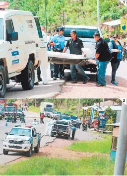  ?? FOTOS: EL HERALDO ?? (1) Personal de Medicina Forense y DPI al hacer el levantamie­nto del cadáver. (2) Ada Mendoza se conducía en este carro blindado.