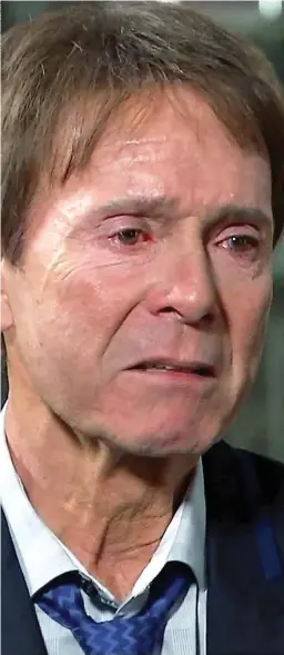  ??  ?? Emotion: Sir Cliff Richard tells of his ordeal last night