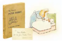  ?? John Windle, Antiquaria­n Bookseller ?? A copy of “The Tale of Peter Rabbit,” with Beatrix Potter’s signature, will be on sale.
