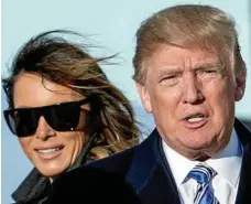  ?? PHOTO: ANDREW HARNIK/AP ?? TRAVELLING IN STYLE: Donald Trump and first lady Melania Trump arrive at Andrews Air Force Base to board a Marine Corps helicopter for a trip to the White House.